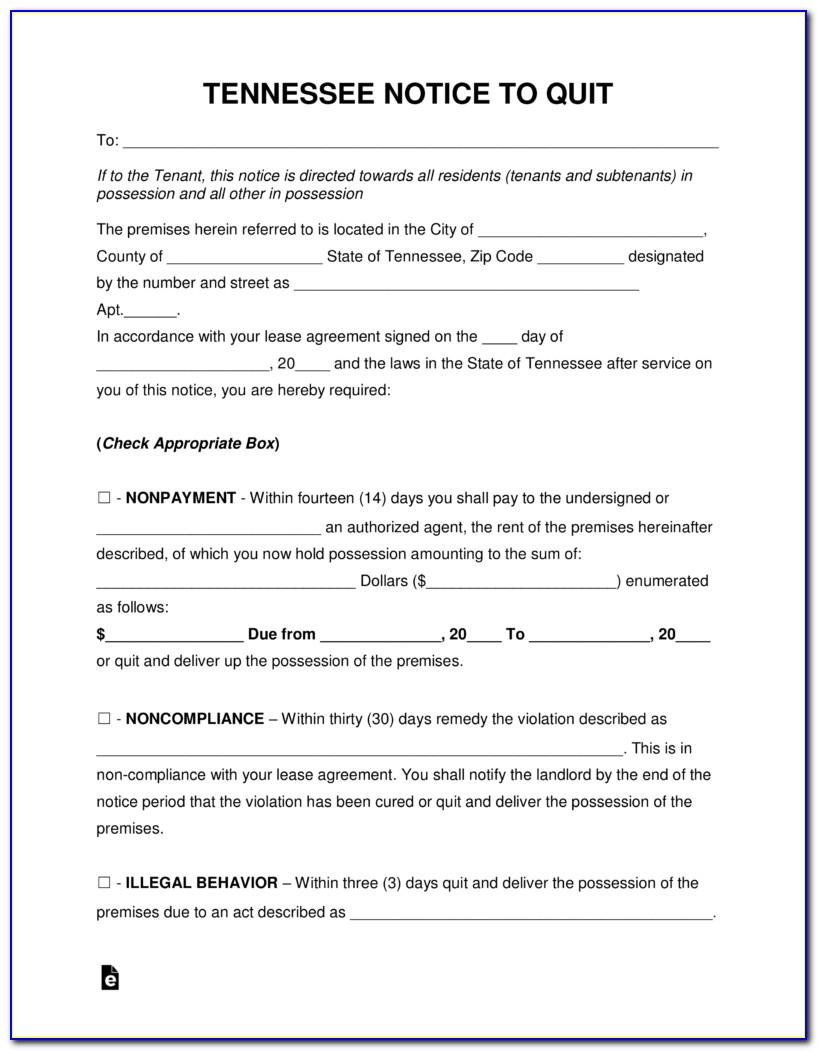 Free Tennessee Eviction Notice Form