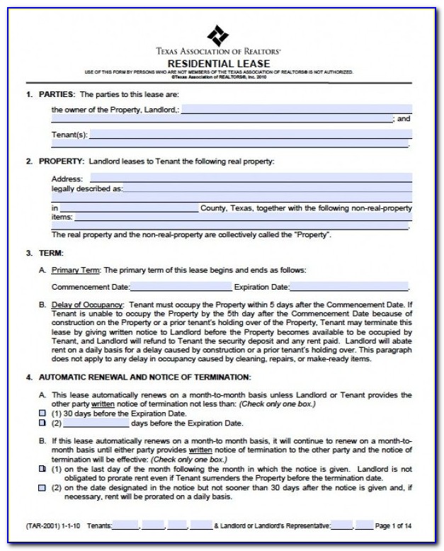 Free Texas Lease Application Form