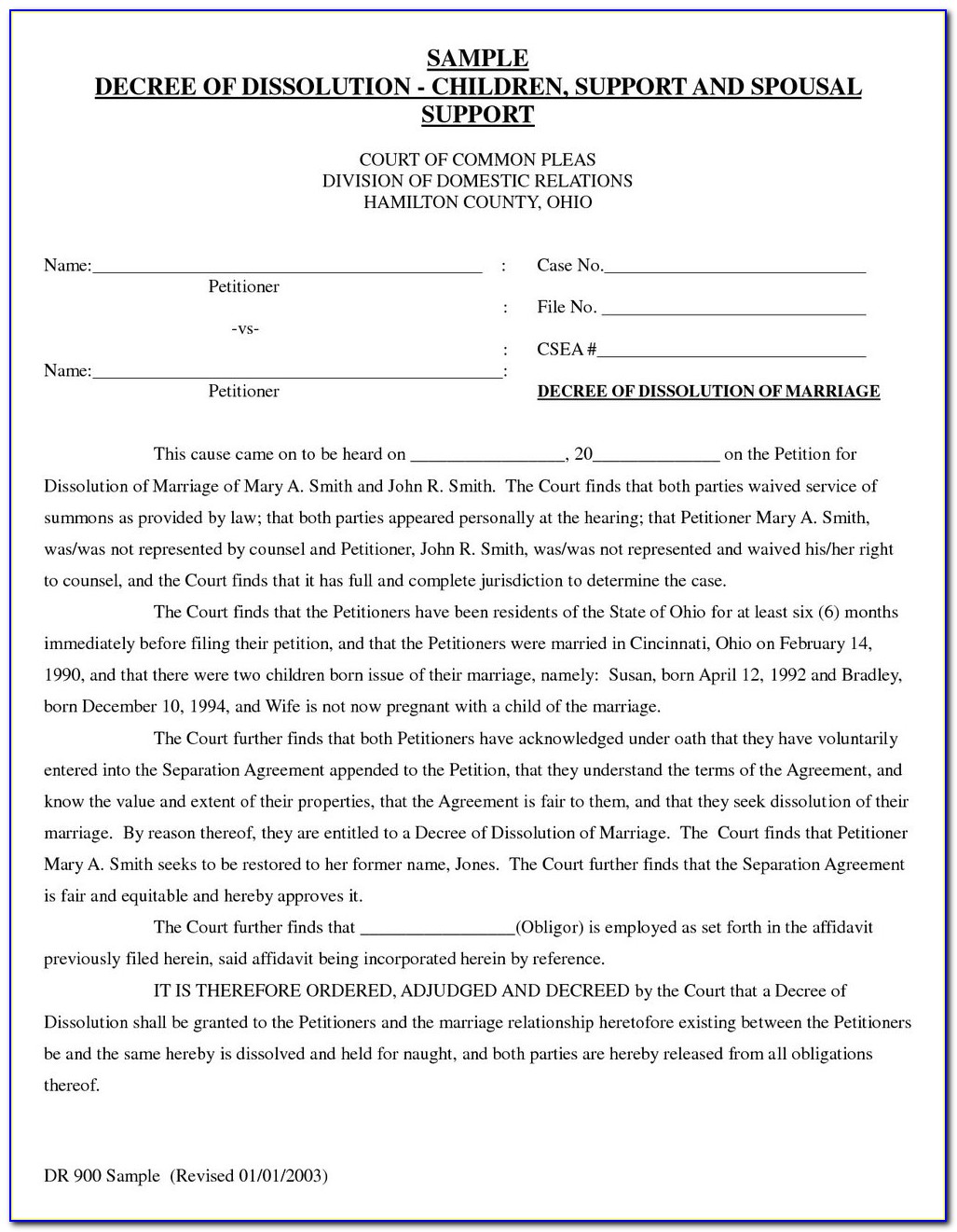 Free Uncontested Divorce Forms Texas