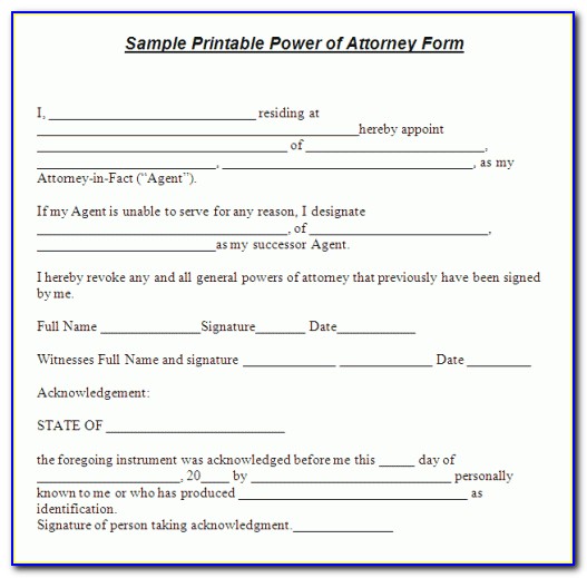 Free Wills And Power Of Attorney Forms