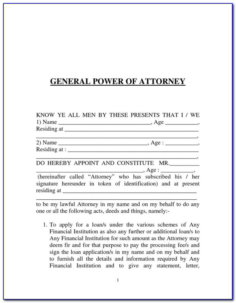 Full Power Of Attorney Form Free