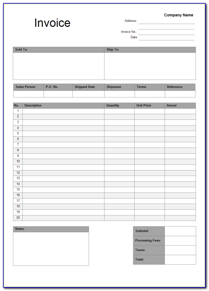 General Invoice Form Free