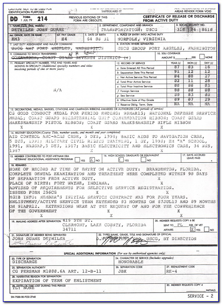 Government Form Dd 214