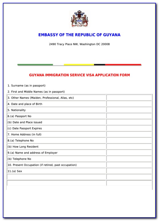 Guyana Police Force Passport Renewal Form