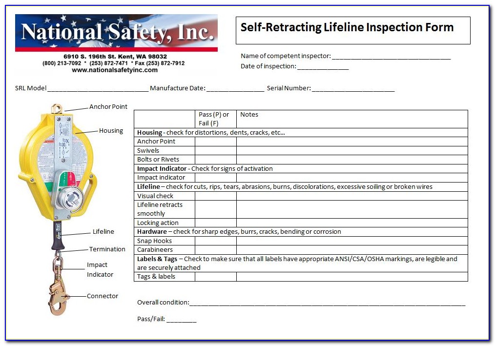 Harness And Lanyard Inspection Template