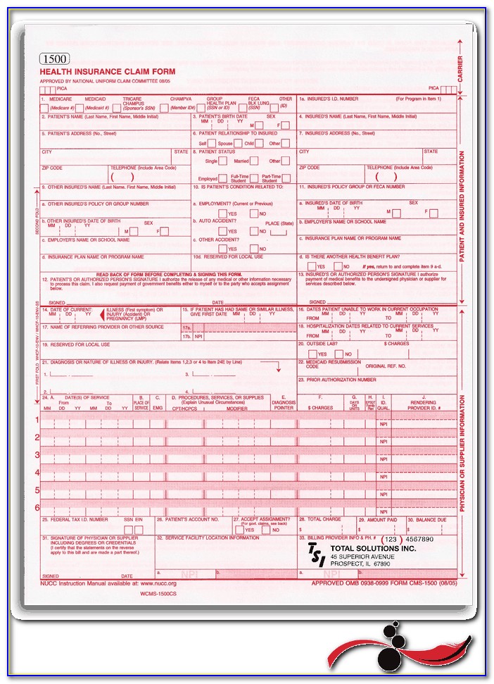 Hcfa 1500 Claim Form Printable
