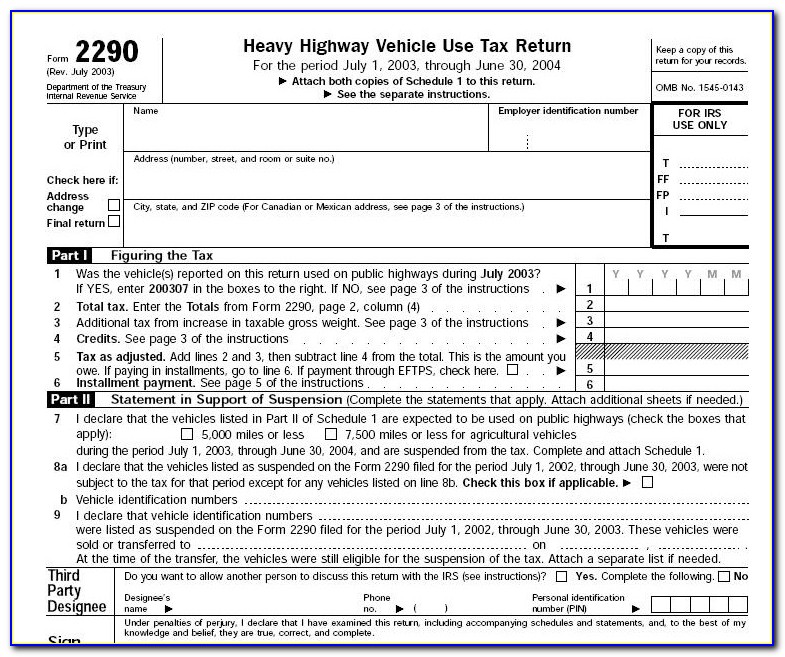 Heavy Highway Tax Form 2290