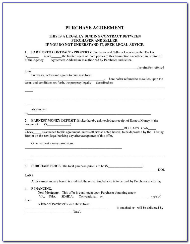 House Purchase Agreement Form Bc