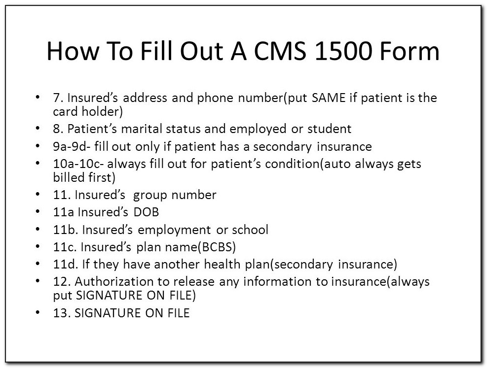 How To Fill Out A Hcfa 1500 Form For Medicare