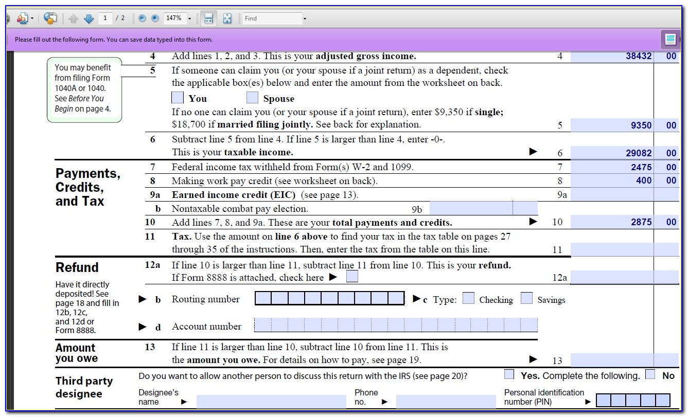 How To Fill Out Federal Tax Form 1040ez