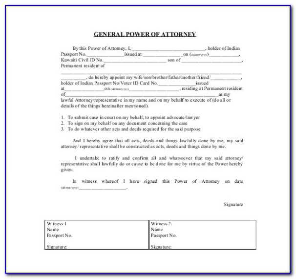 How To Power Of Attorney Form