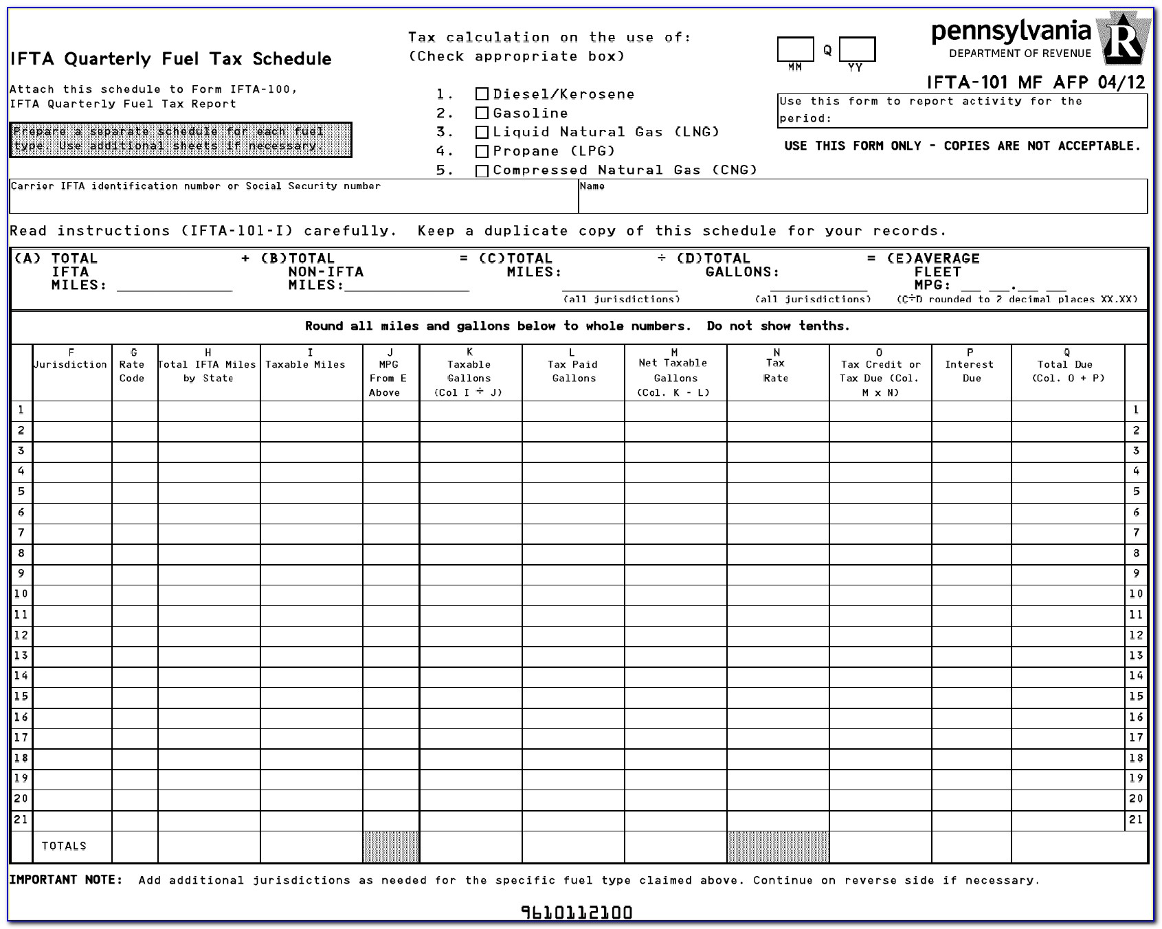 Ifta Fuel Tax Report Form