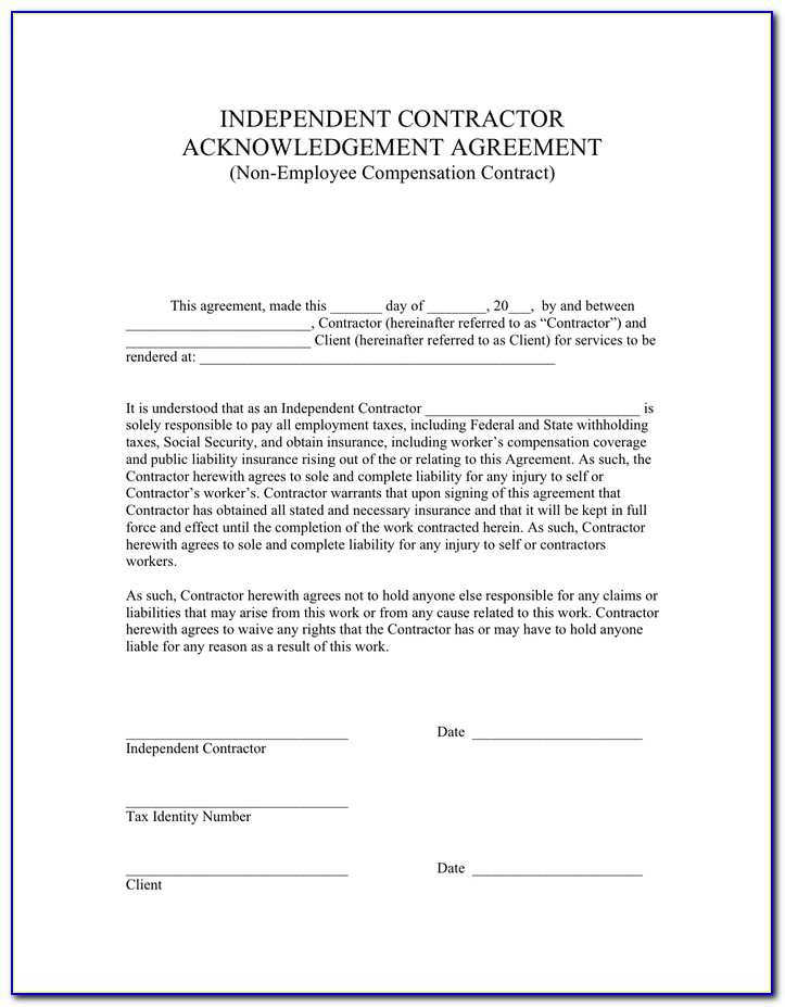 Independent Contractor Acknowledgement Form