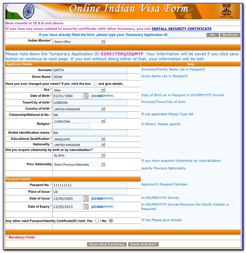 India Tourist Visa Application Form From Australia