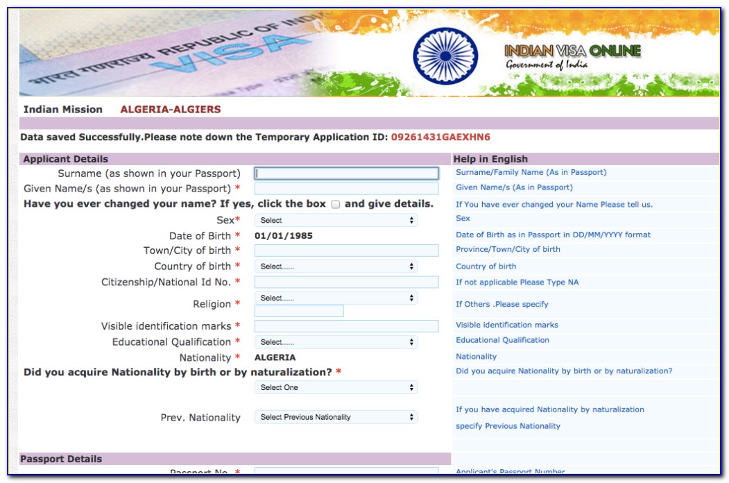 Indian Tourist Visa Form For Bangladeshi