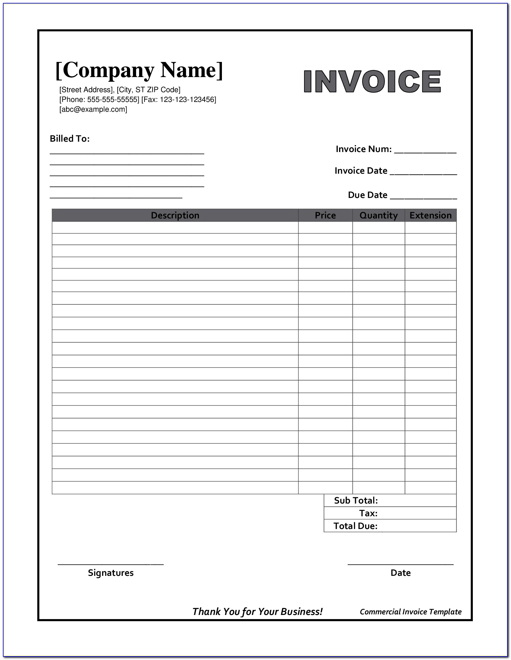 Invoice Templates Free Printable