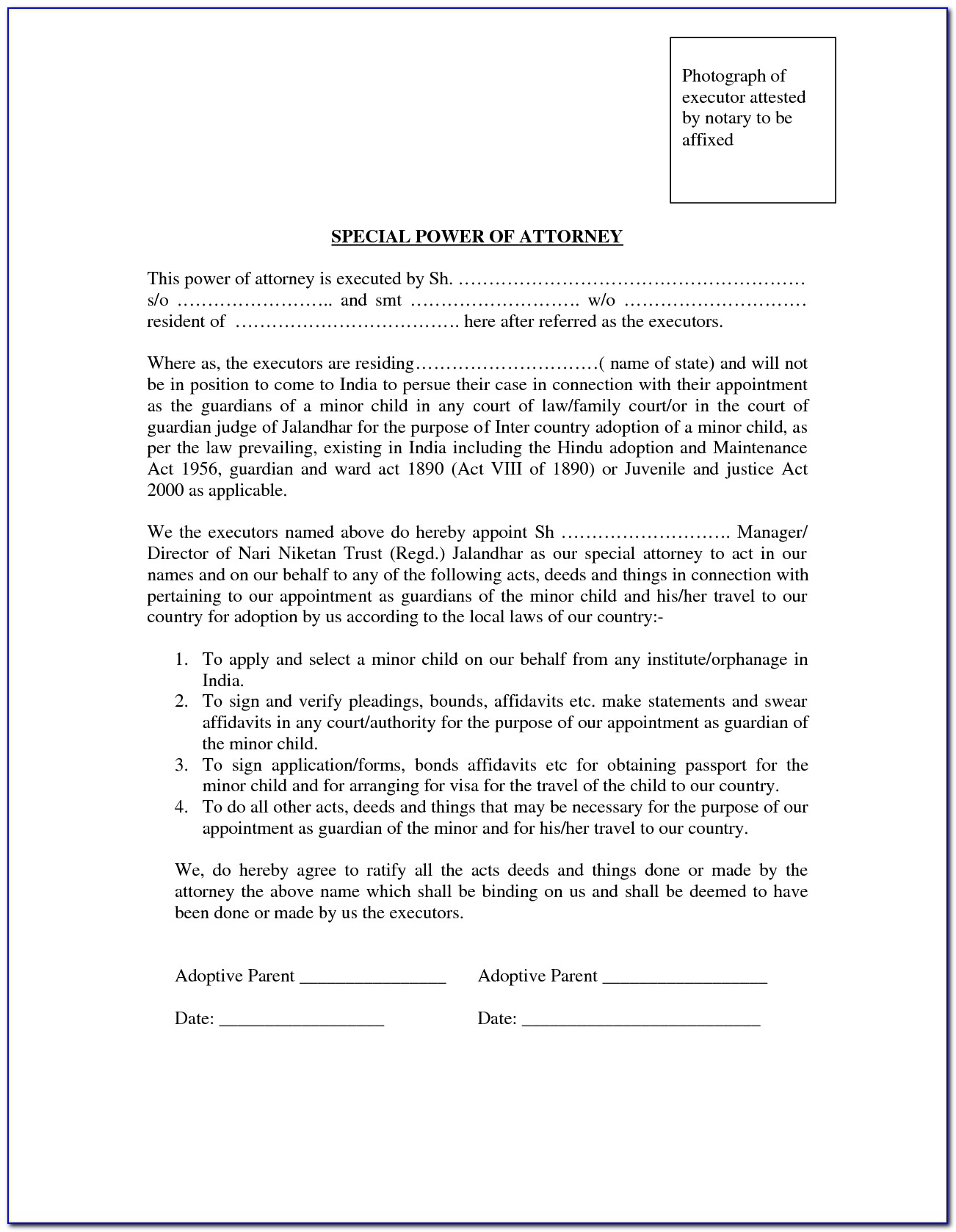 Irrevocable Power Of Attorney Form Free