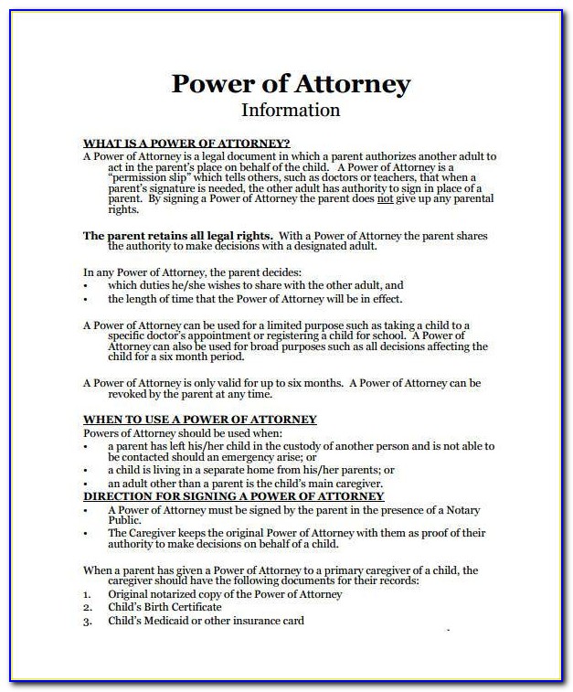 Irrevocable Specific Power Of Attorney Form