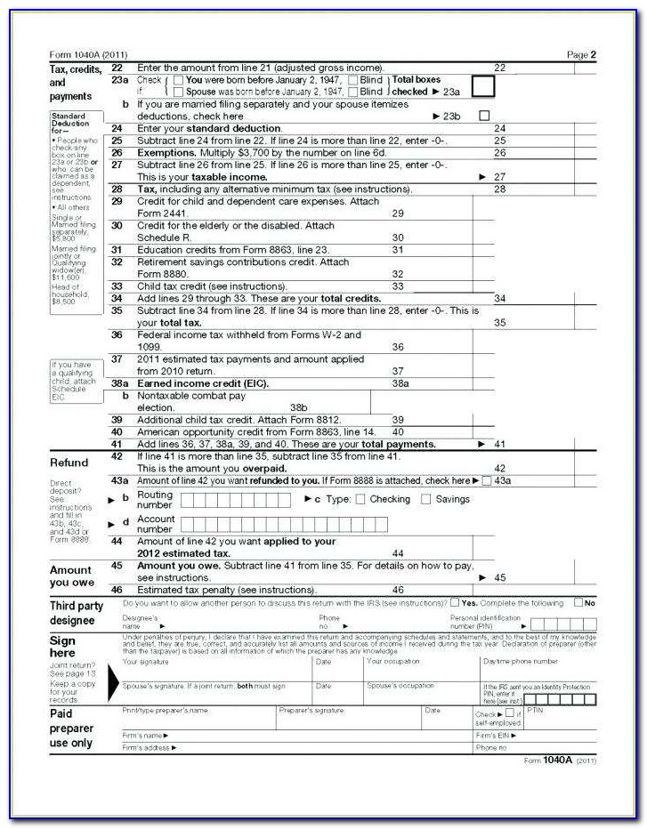 Irs 1040ez Printable Tax Form