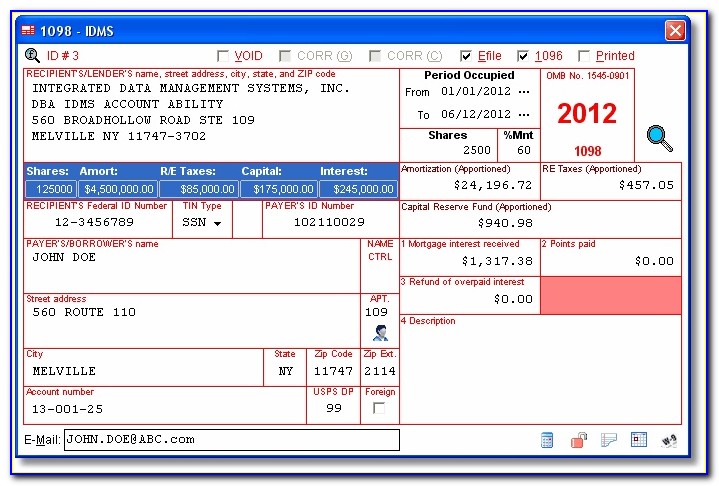 Irs 1098 Mortgage Interest Form 2017