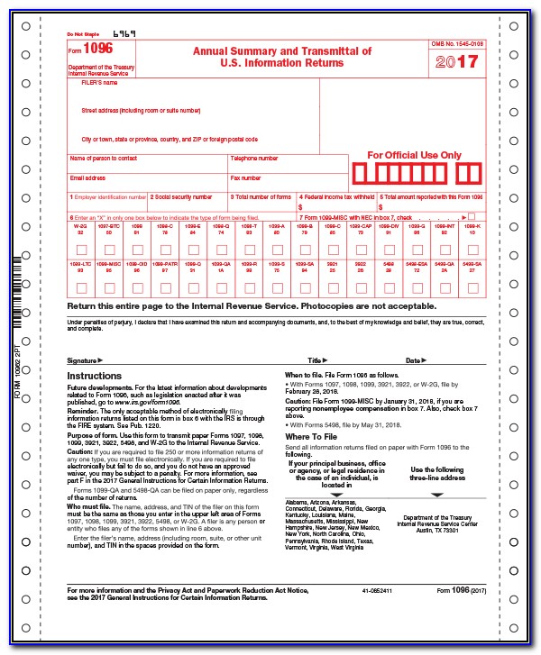 Irs Form 1099 And 1096