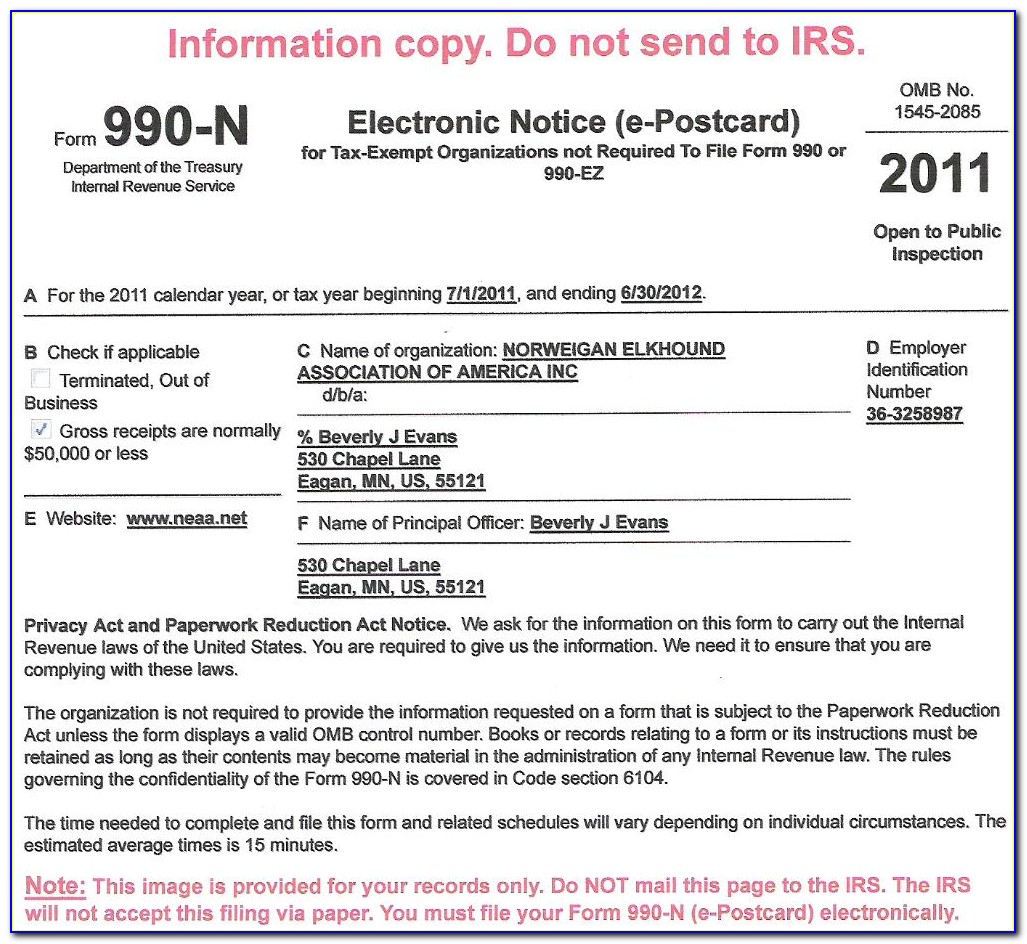 Irs Form 990 N Submission