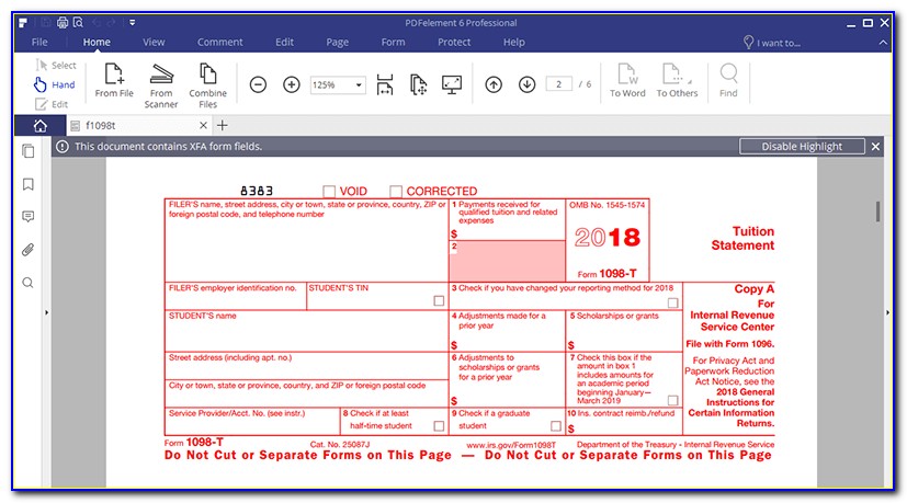 Irs Forms 1098 T