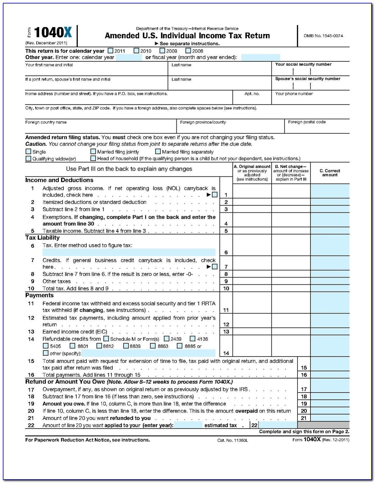Irs Forms Ez Instructions