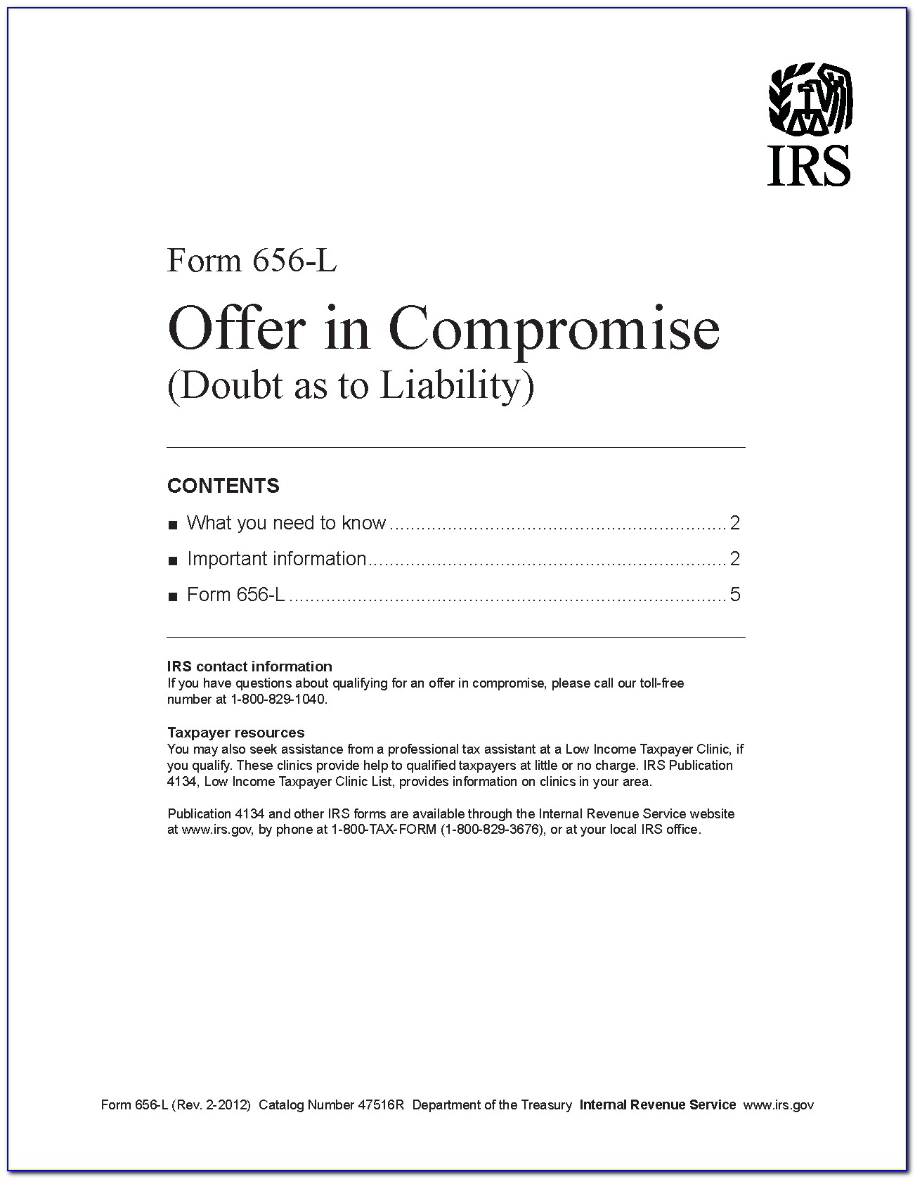 Irs Offer In Compromise Forms