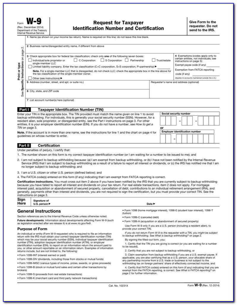 Irs W9 Electronic Form