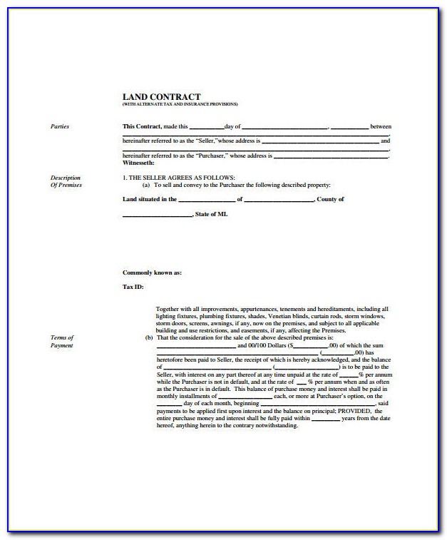 Land Contract Forms Ohio