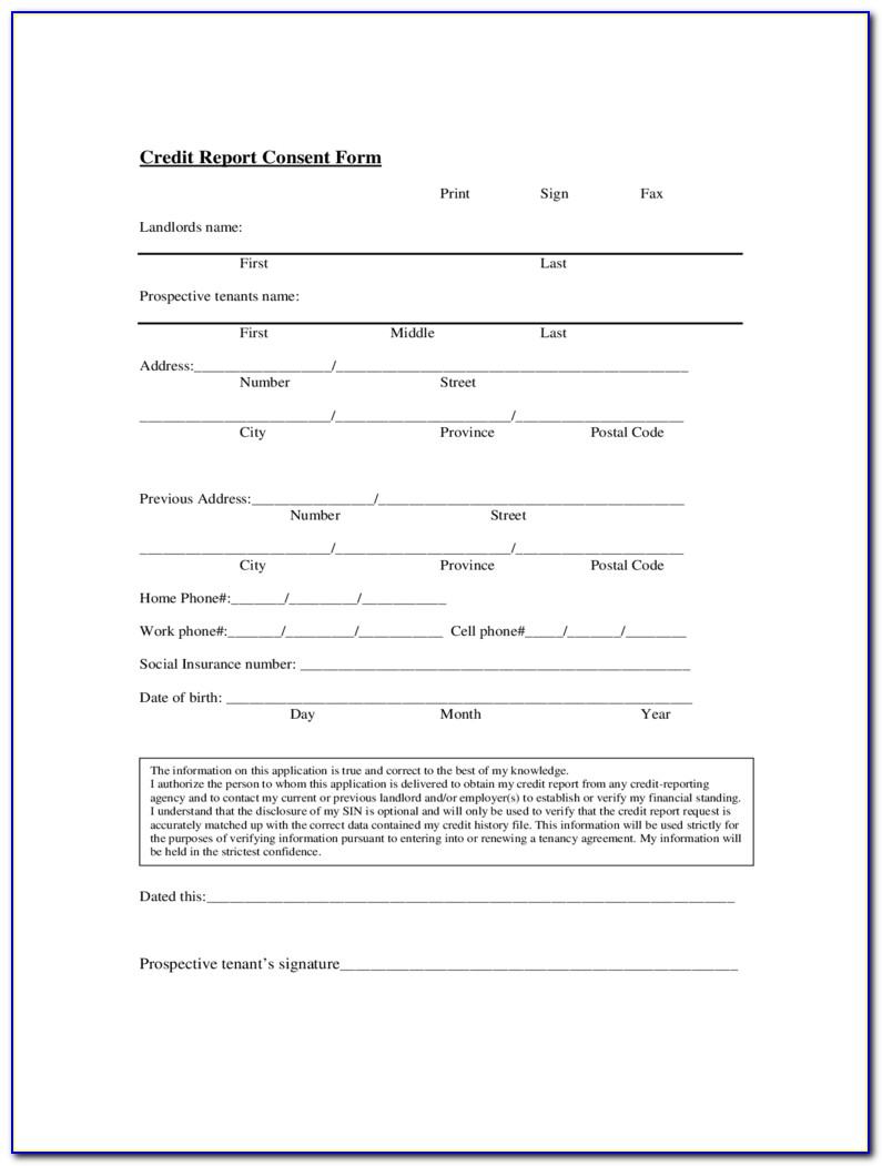 Landlord Credit Report Authorization Form