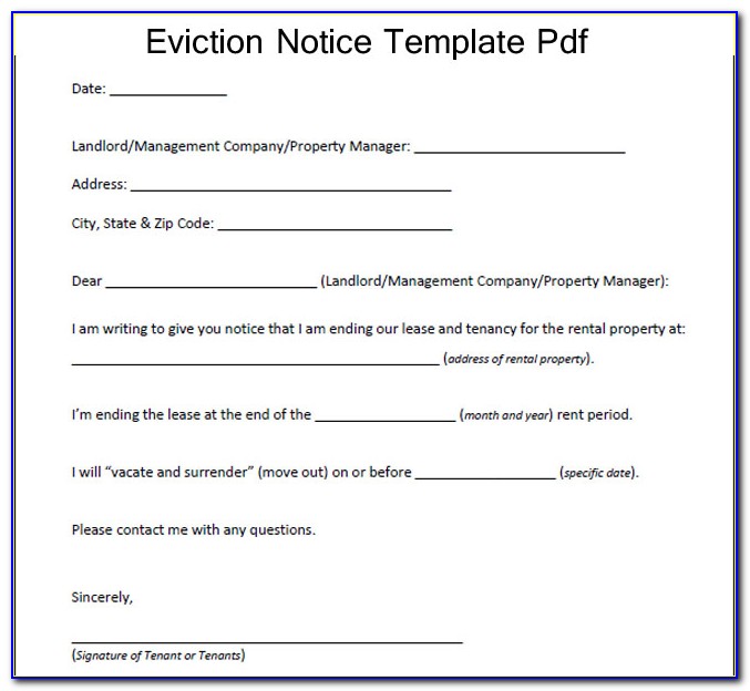 Landlord Eviction Notice Example
