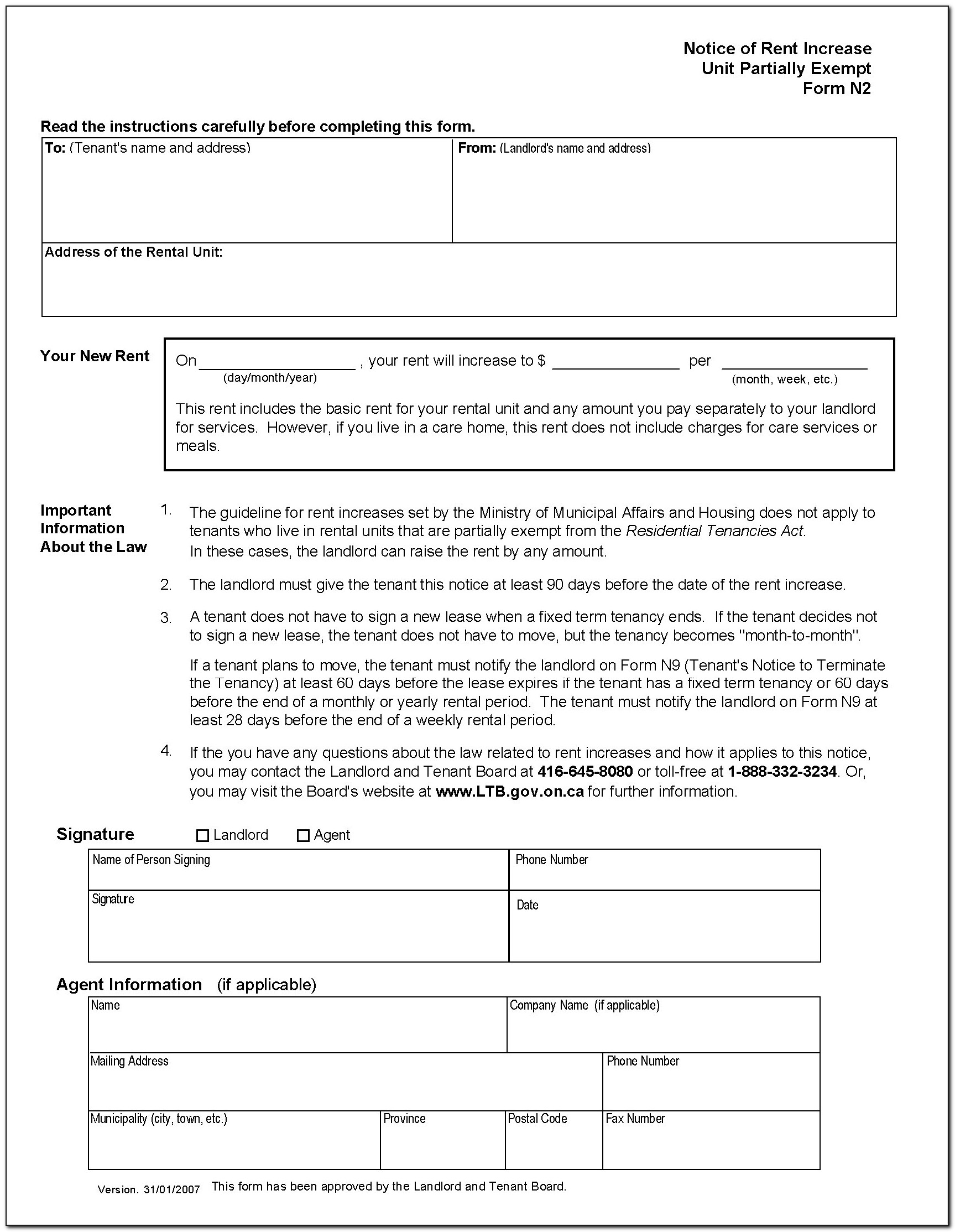 Landlord Rent Increase Forms