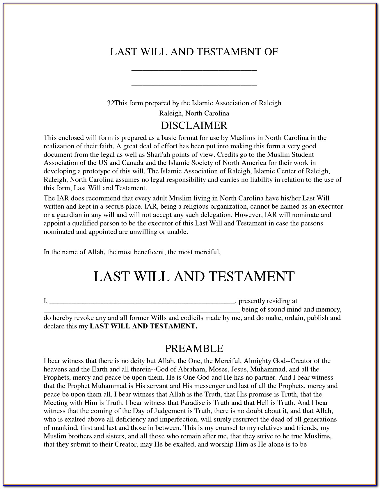 Last Will And Testament Georgia Free Forms