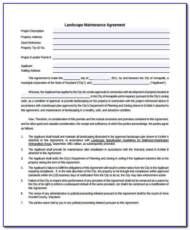 Lawn Care Maintenance Contract Template