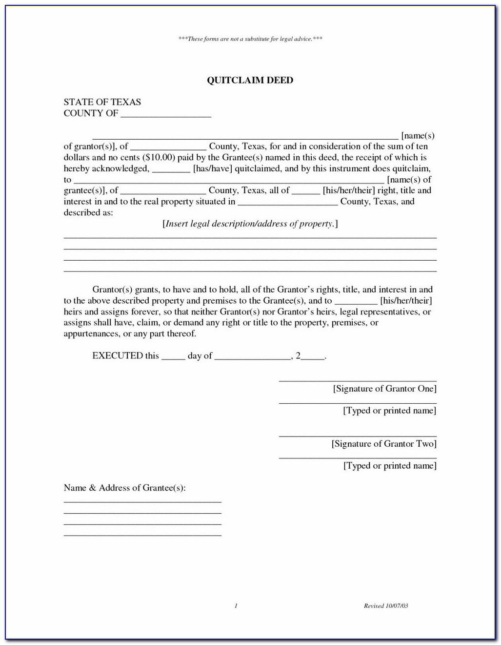 Lee County Florida Quit Claim Deed Form