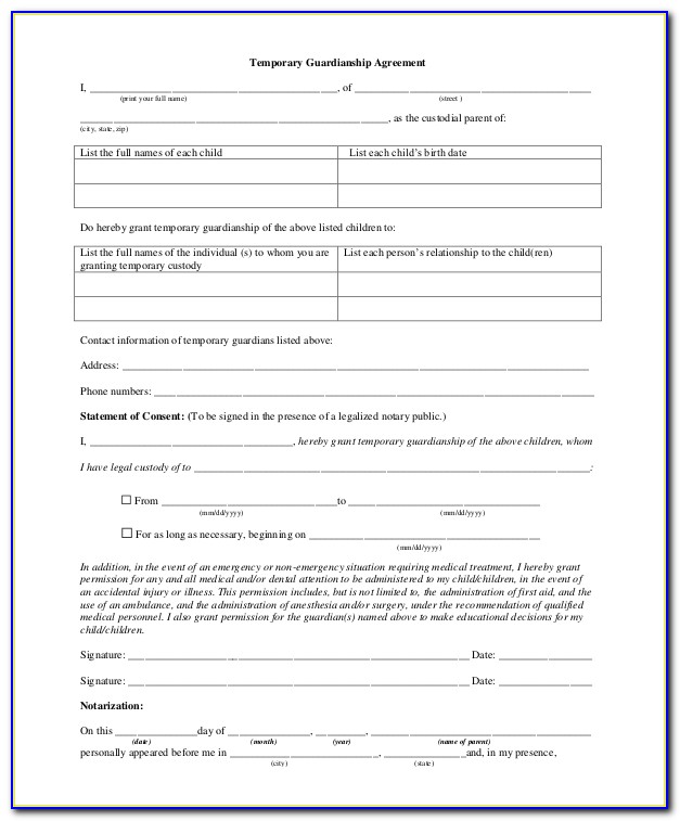 Legal Form For Guardianship Of A Child In Case Of Death Canada