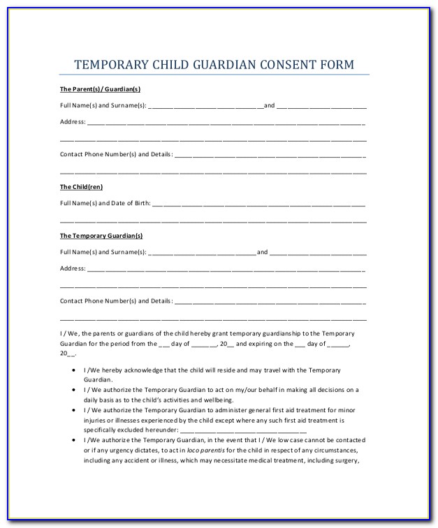 Legal Form For Guardianship Of A Child In Case Of Death Uk