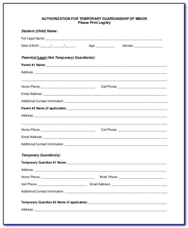 Legal Guardianship For A Child Forms