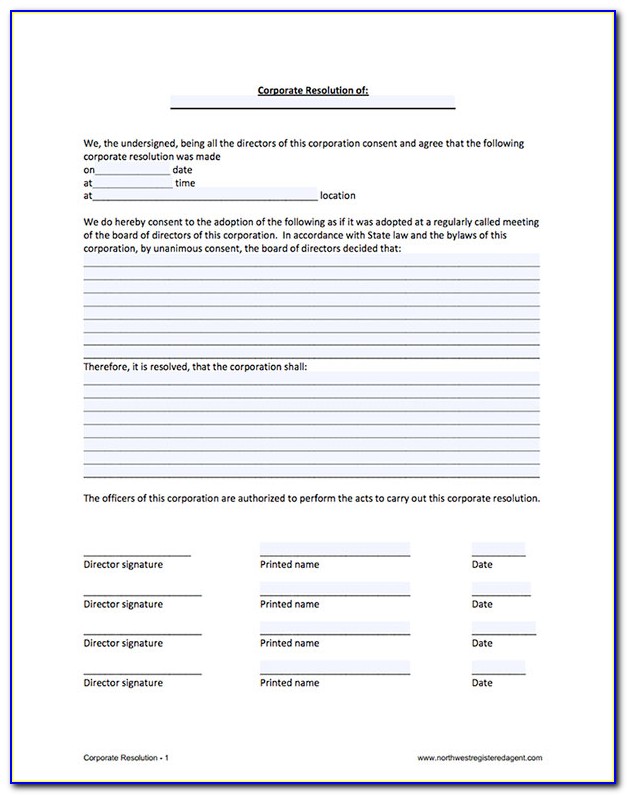 Llc Corporate Resolution Form