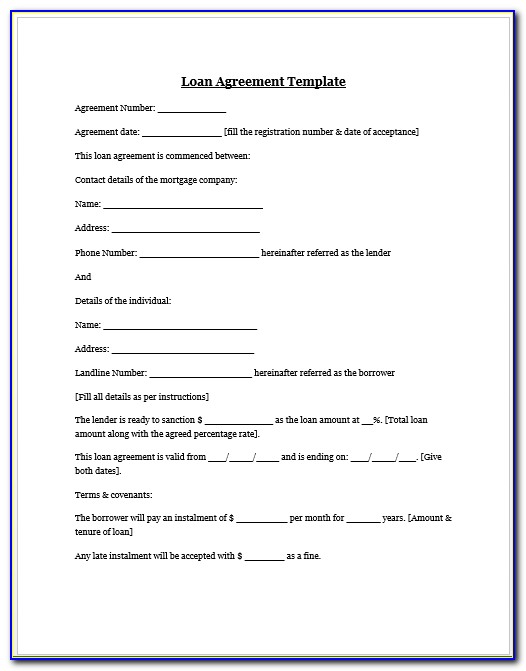 Loan Agreement Form Template (to An Individual)