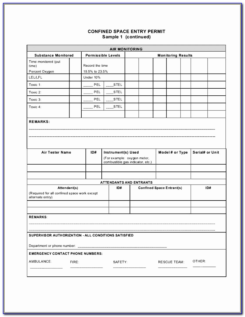 Permit Required Confined Space Vs Non Permit Required What Are Sample Lockout Tagout Form Template Unique Doc Xls Letter Template Uower