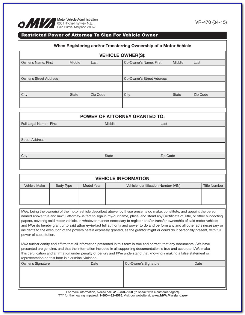 Maryland Power Of Attorney Form 548