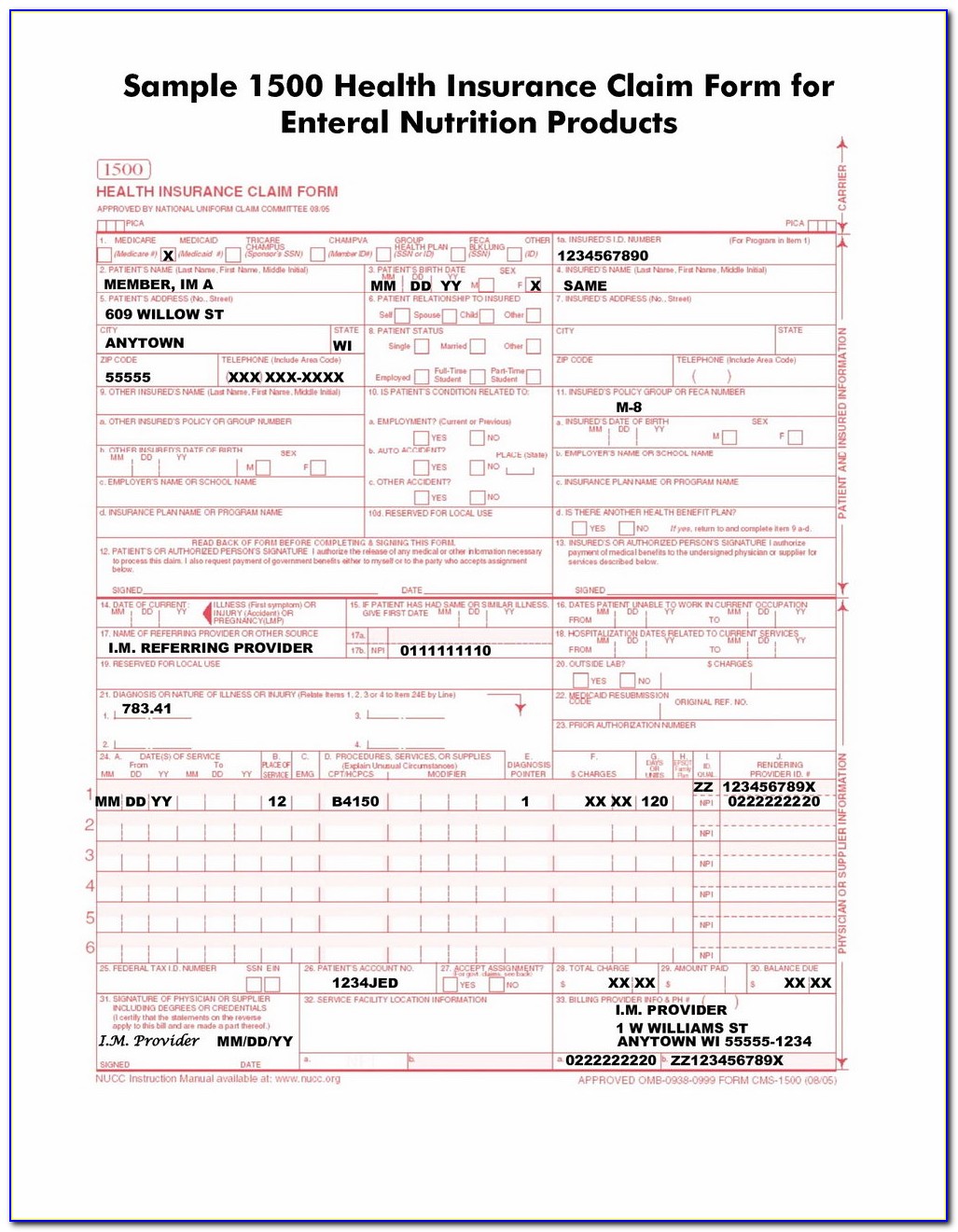 Medicare 1500 Form Example