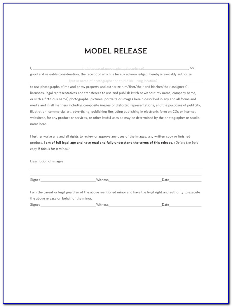 Model Release Form 8 Free Templates In Pdf, Word, Excel Download Inside Model Release Form Template