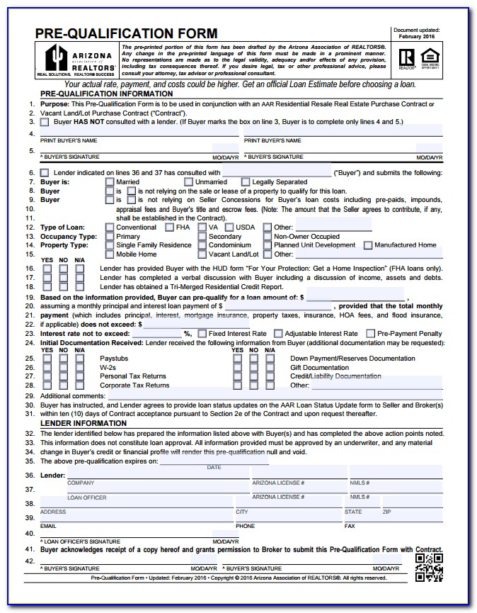 Mortgage Pre Qualification Form Pdf