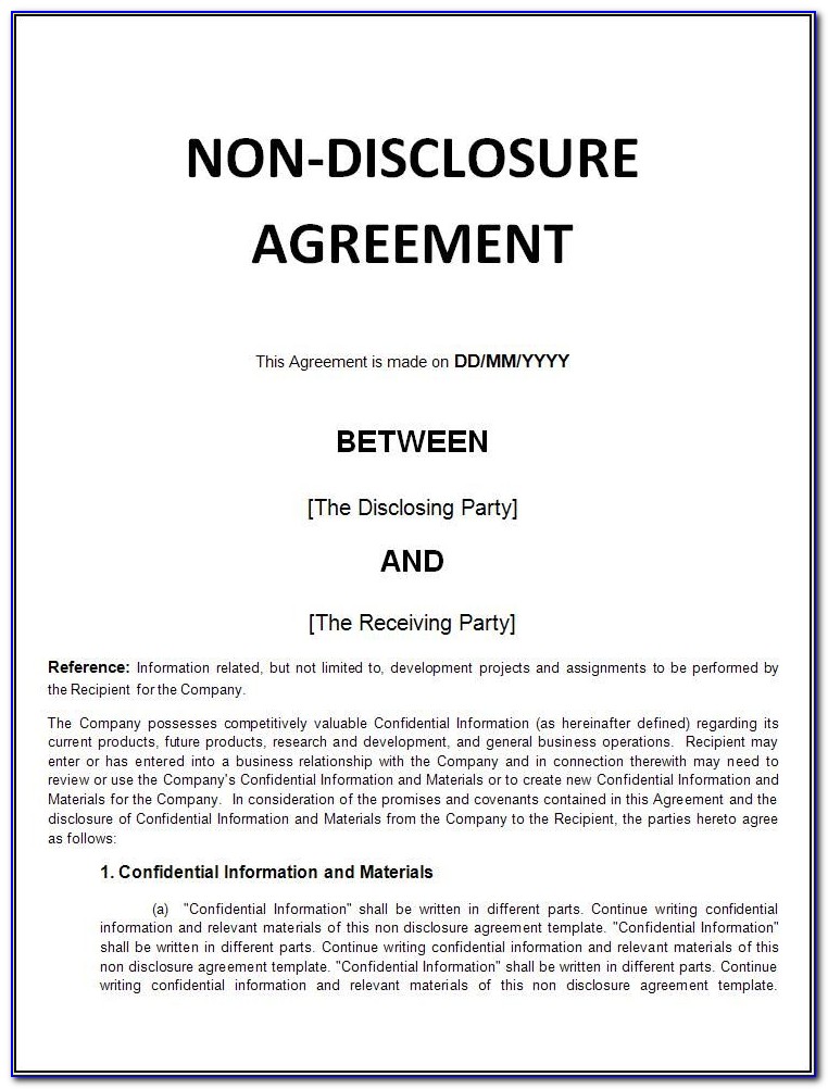 Navy Non Disclosure Agreement Form