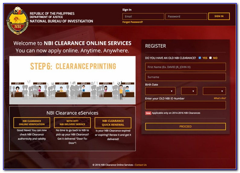 Nbi Online Register Form