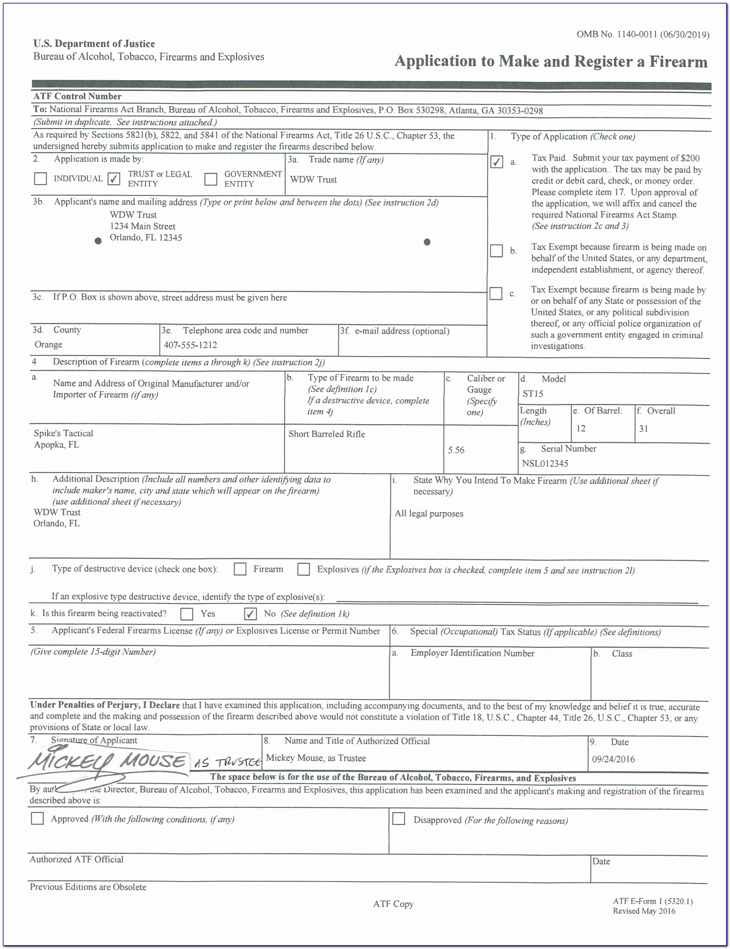 How To Fill Out Atf Form 4 Using A Gun Trust Nfa 1 Process Form Throughout Nfa Trust Template 2018